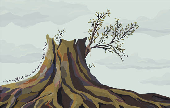 Tree stump with olive branches grafted on