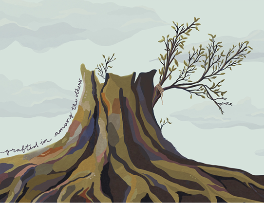 Grounded and growing tree stump