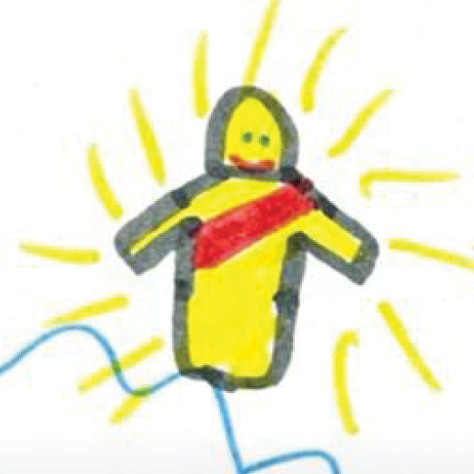 Child's drawing of Jesus' ascension